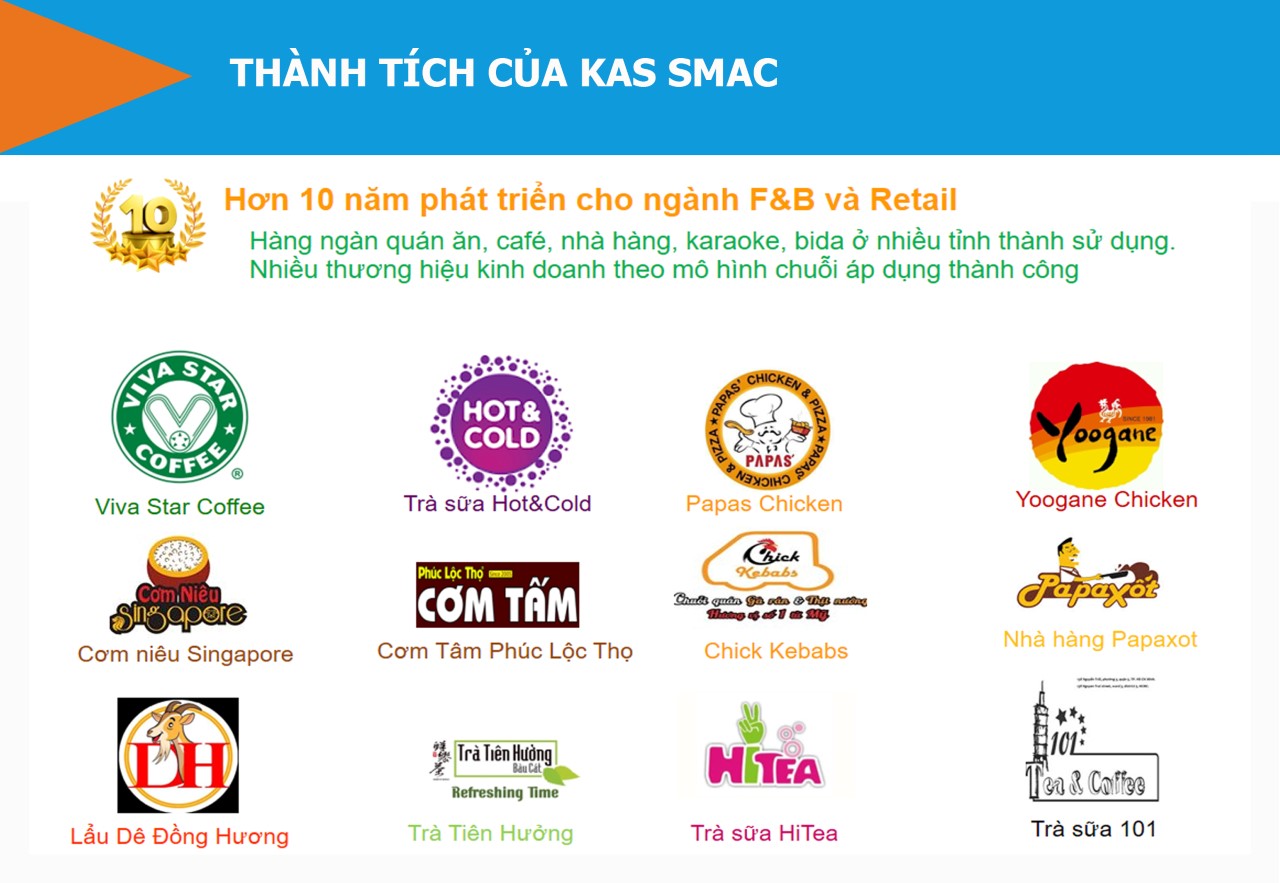 KAS, SMAC, giải pháp điều hành kinh doanh chuỗi nhà hàng, quản lý chuỗi nhà hàng